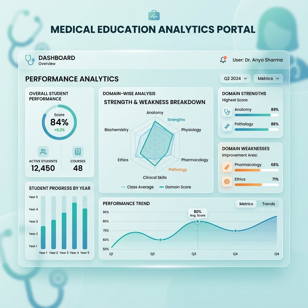 AI-Powered Analytics Dashboard showing domain-wise performance graphs